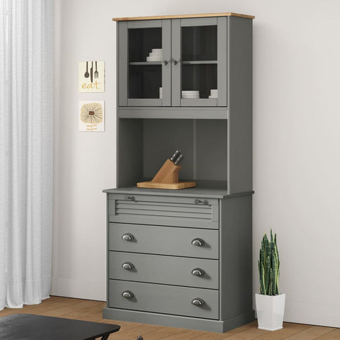 vidaXL Highboard VIGO Grau 80x40x176 cm Massivholz Kiefer