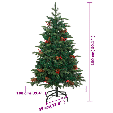 Künstlicher Weihnachtsbaum Klappbar mit Zapfen & Beeren 150 cm