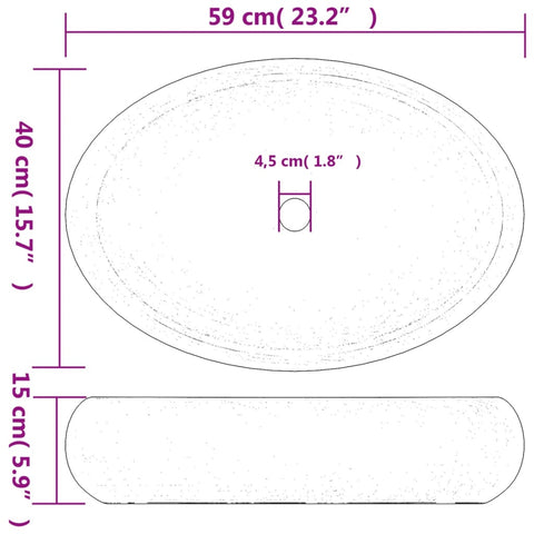 Aufsatzwaschbecken Weiß Oval 59x40x15 cm Keramik