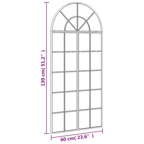 vidaXL Wandspiegel Schwarz 60x130 cm Gewölbt Eisen