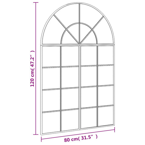 vidaXL Wandspiegel Schwarz 80x120 cm Gewölbt Eisen