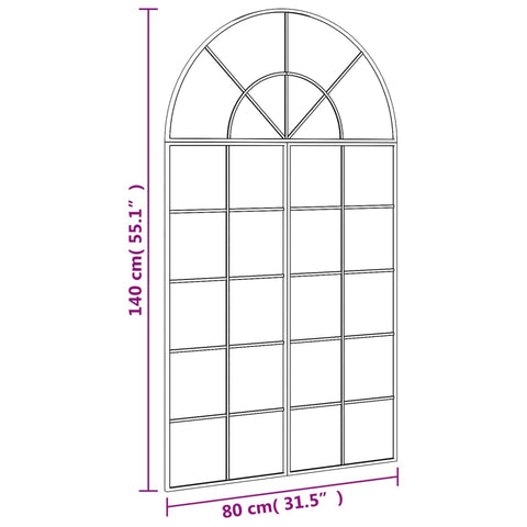 vidaXL Wandspiegel Schwarz 80x140 cm Gewölbt Eisen