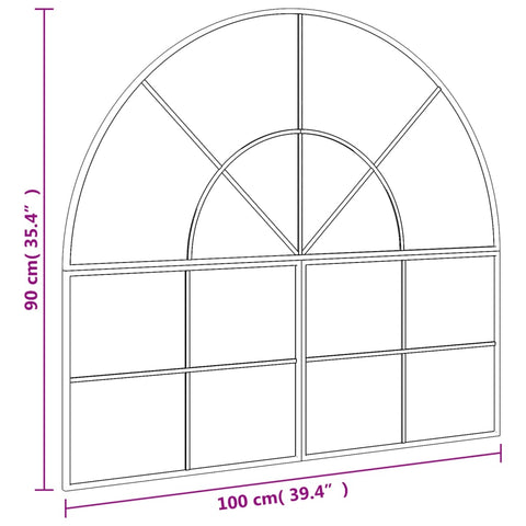 vidaXL Wandspiegel Schwarz 100x90 cm Gewölbt Eisen