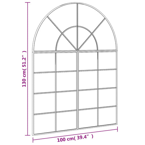 vidaXL Wandspiegel Schwarz 100x130 cm Gewölbt Eisen