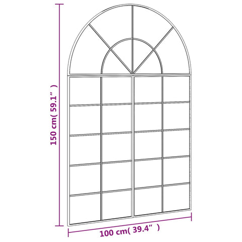 vidaXL Wandspiegel Schwarz 100x150 cm Gewölbt Eisen