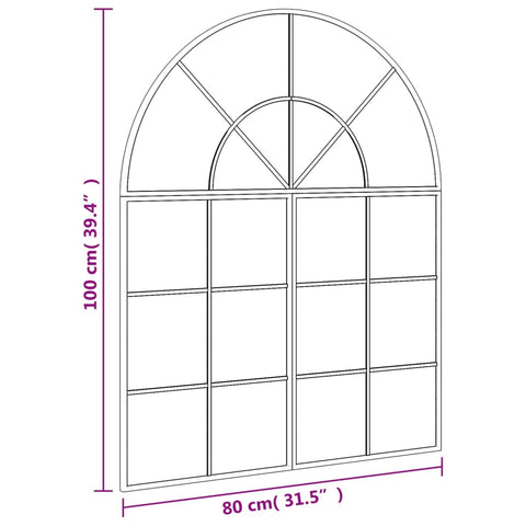 vidaXL Wandspiegel Schwarz 80x100cm Gewölbt Eisen