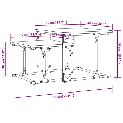 vidaXL Satztische 2 Stk. Grau Sonoma Holzwerkstoff