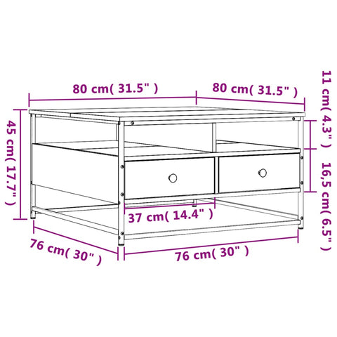 vidaXL Couchtisch Grau Sonoma 80x80x45 cm Holzwerkstoff