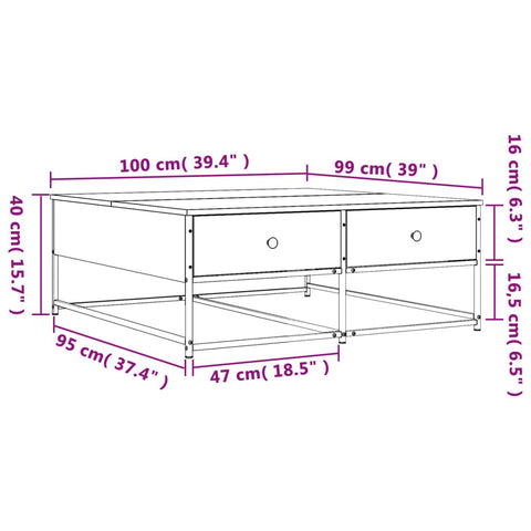 vidaXL Couchtisch Sonoma-Eiche 100x99x40 cm Holzwerkstoff