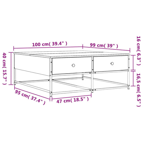 vidaXL Couchtisch Braun Eichen-Optik 100x99x40 cm Holzwerkstoff