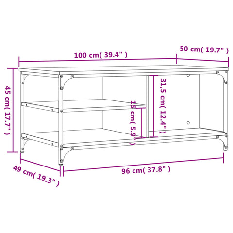 vidaXL Couchtisch Schwarz 100x50x45 cm Holzwerkstoff