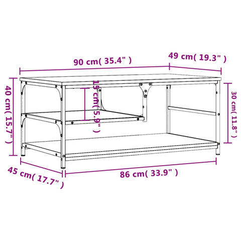 vidaXL Couchtisch Braun Eichen-Optik 90x49x40 cm Holzwerkstoff