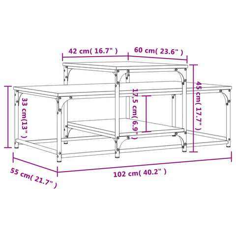 vidaXL Couchtisch Sonoma-Eiche 102x60x45 cm Holzwerkstoff