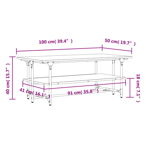 vidaXL Couchtisch Schwarz 100x50x40 cm Holzwerkstoff