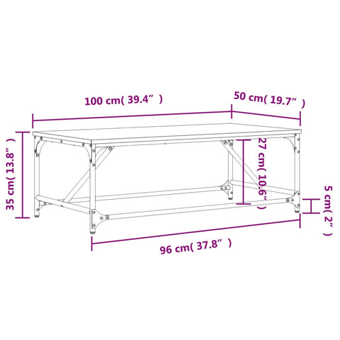 vidaXL Couchtisch Schwarz 100x50x35 cm Holzwerkstoff