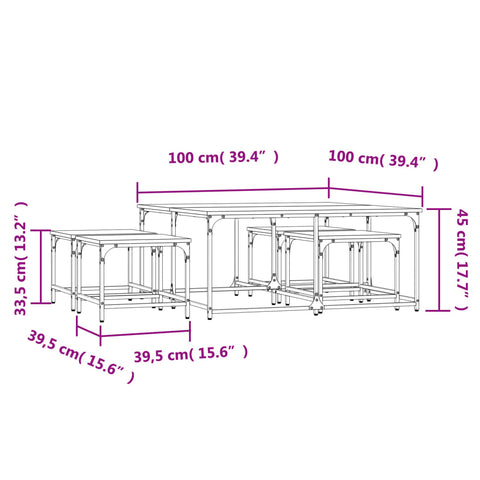 vidaXL Satztische 5 Stk. Räuchereiche Holzwerkstoff