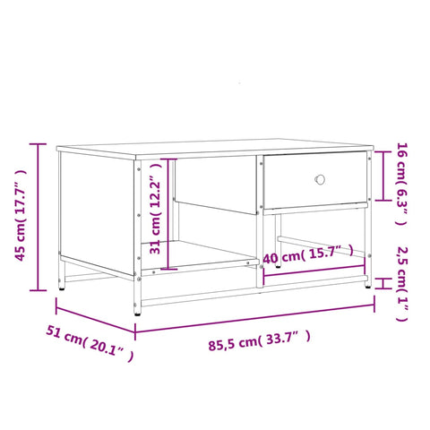 vidaXL Couchtisch Sonoma-Eiche 85,5x51x45 cm Holzwerkstoff