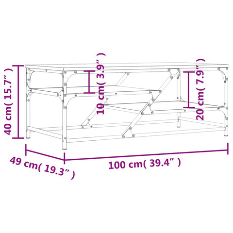 vidaXL Couchtisch Sonoma-Eiche 100x49x40 cm Holzwerkstoff