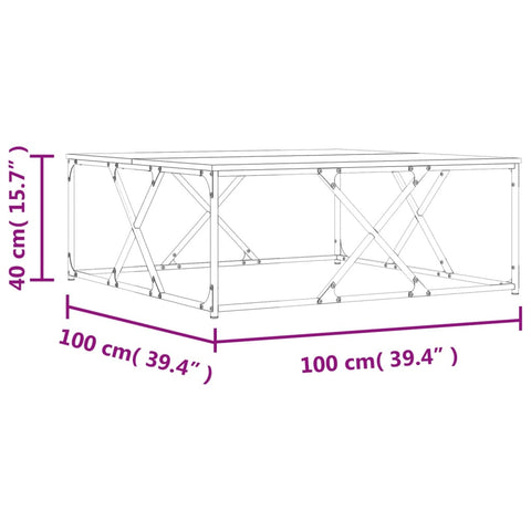 vidaXL Couchtisch Räuchereiche 100x100x40 cm Holzwerkstoff