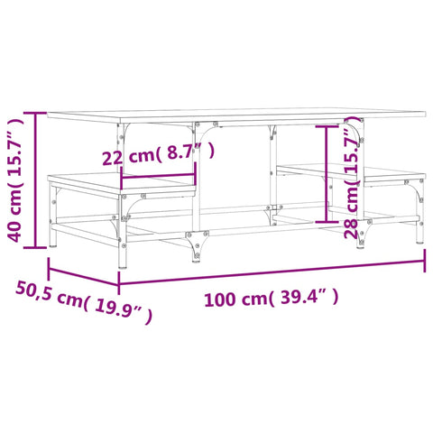 vidaXL Couchtisch Schwarz 100x50,5x40 cm Holzwerkstoff