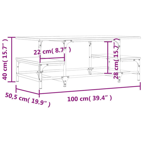 vidaXL Couchtisch Sonoma-Eiche 100x50,5x40 cm Holzwerkstoff