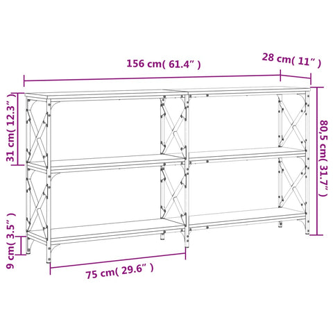 vidaXL Konsolentisch Sonoma-Eiche 156x28x80,5 cm Holzwerkstoff