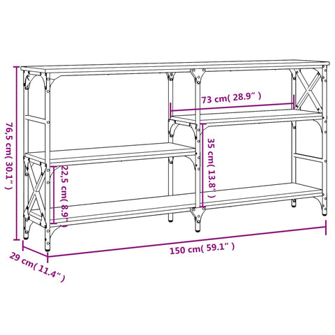 vidaXL Konsolentisch Schwarz 150x29x76,5 cm Holzwerkstoff