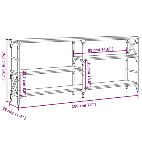 vidaXL Konsolentisch Schwarz 180x29x76,5 cm Holzwerkstoff