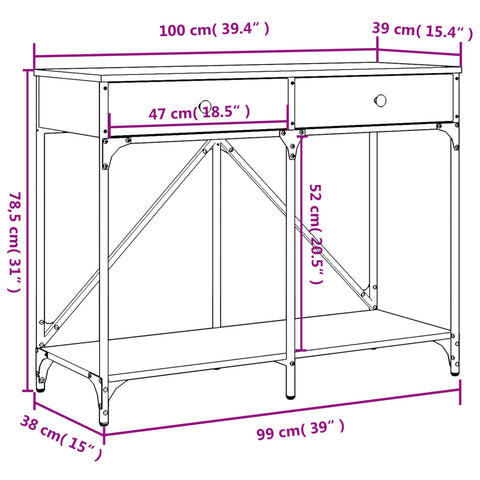 vidaXL Konsolentisch Schwarz 100x39x78,5 cm Holzwerkstoff