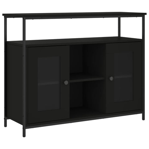 vidaXL Sideboard Schwarz 100x35x80 cm Holzwerkstoff