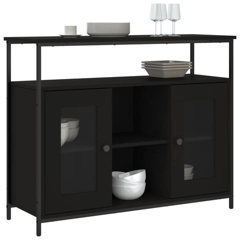 vidaXL Sideboard Schwarz 100x35x80 cm Holzwerkstoff