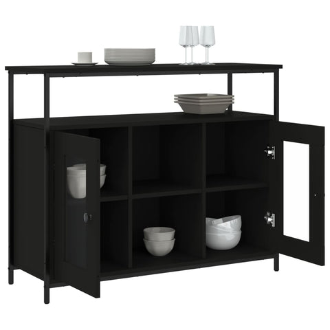 vidaXL Sideboard Schwarz 100x35x80 cm Holzwerkstoff