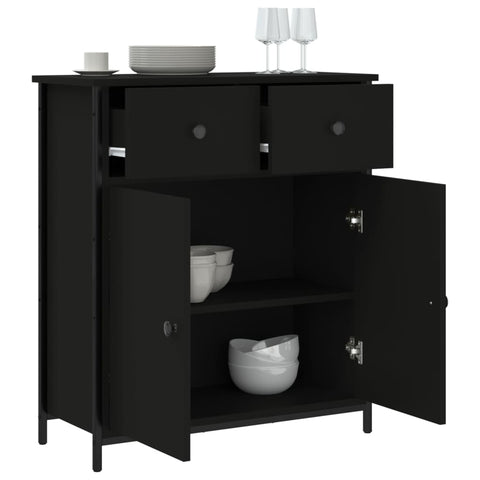 vidaXL Sideboard Schwarz 70x30x80 cm Holzwerkstoff