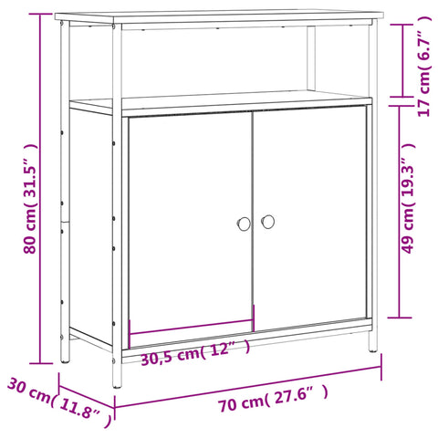 vidaXL Sideboard Schwarz 70x30x80 cm Holzwerkstoff