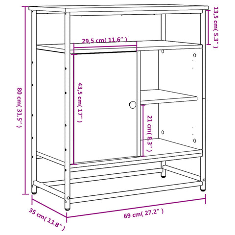 vidaXL Sideboard Grau Sonoma 69x35x80 cm Holzwerkstoff