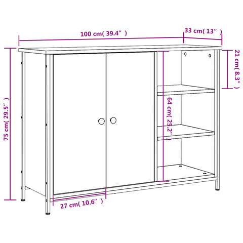 vidaXL Sideboard Sonoma-Eiche 100x33x75 cm Holzwerkstoff