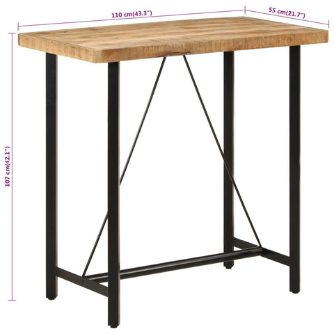 Bartisch 110x55x107 cm Massivholz Mango und Eisen