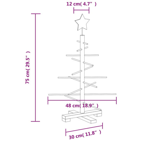 vidaXL Weihnachtsbaum Holz zum Schmücken 75 cm Massivholz Kiefer