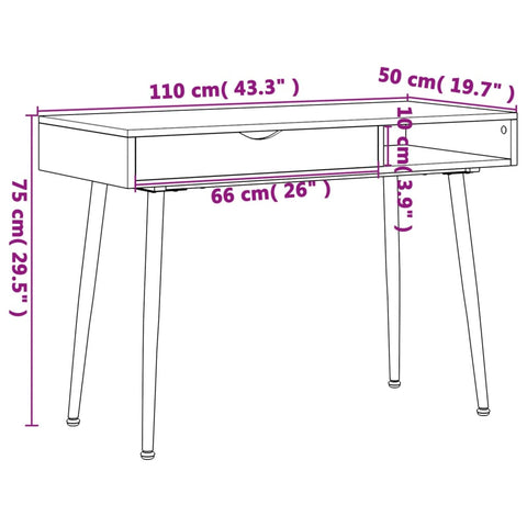 vidaXL Computertisch mit Schublade Braun 110x50x75 cm Holzwerkstoff