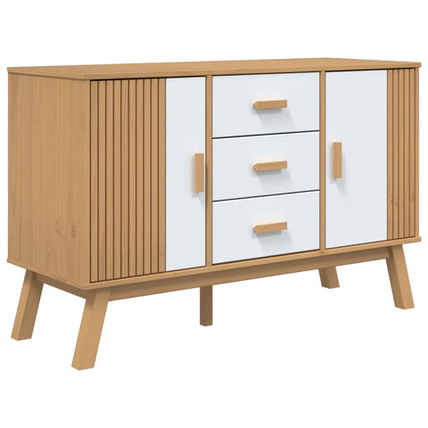 Sideboard OLDEN Weiß und Braun 114x43x73,5 cm Massivholz Kiefer