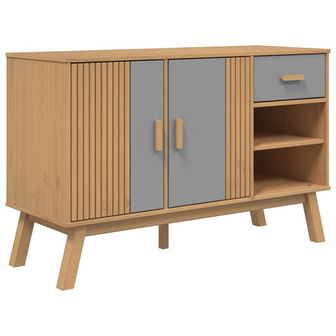 Sideboard OLDEN Grau und Braun 114x43x73,5 cm Massivholz Kiefer