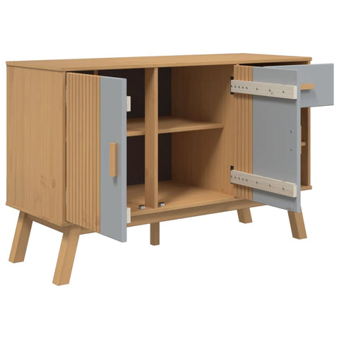 Sideboard OLDEN Grau und Braun 114x43x73,5 cm Massivholz Kiefer