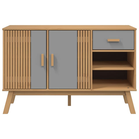 Sideboard OLDEN Grau und Braun 114x43x73,5 cm Massivholz Kiefer