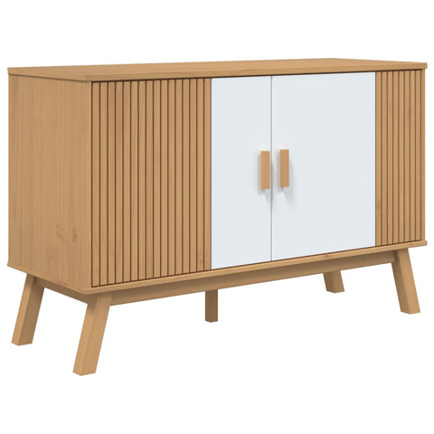 vidaXL Sideboard OLDEN Weiß und Braun 114x43x73,5 cm Massivholz Kiefer