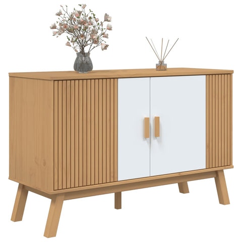 vidaXL Sideboard OLDEN Weiß und Braun 114x43x73,5 cm Massivholz Kiefer