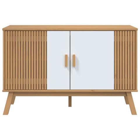 vidaXL Sideboard OLDEN Weiß und Braun 114x43x73,5 cm Massivholz Kiefer