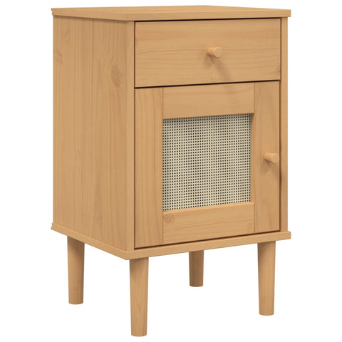 vidaXL Nachttisch SENJA Rattan-Look Braun 40x35x65cm Massivholz Kiefer