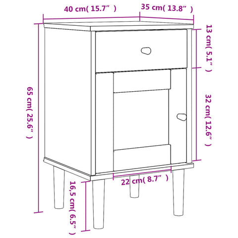 vidaXL Nachttisch SENJA Rattan-Look Braun 40x35x65cm Massivholz Kiefer