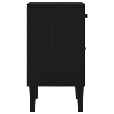 vidaXL Nachttisch SENJA Rattan-Look Schwarz 40x35x65 Massivholz Kiefer