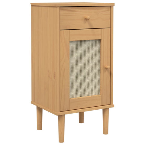 vidaXL Nachttisch SENJA Rattan-Look Braun 40x35x80cm Massivholz Kiefer